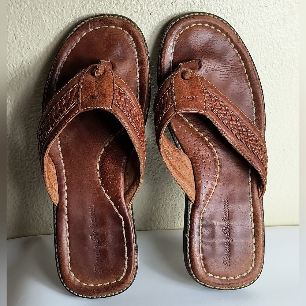 Tommy Bahama Anchors Away Brown Leather Sandals Men's Size 9m